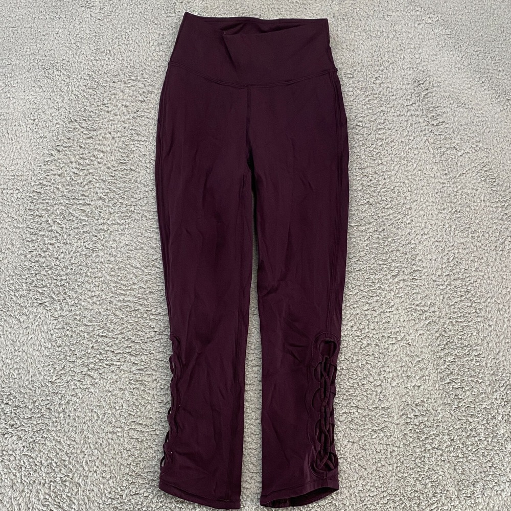 Lululemon Leggings Womens 2 Tied To It Crop 21 Inch Purple High Waisted Yoga Gym